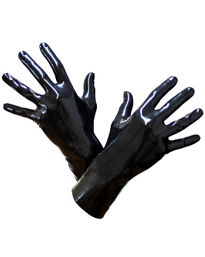 (Bild für) Anatomische kurze schwarze Latexhandschuhe von Toylie